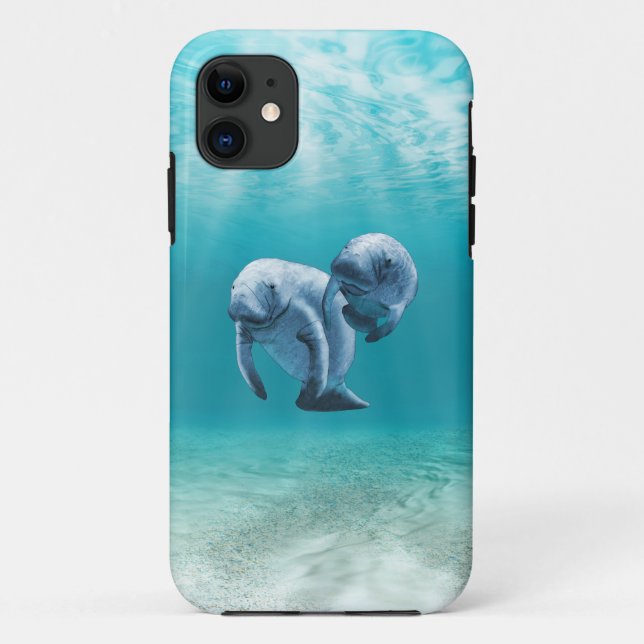 Funda De Case-Mate Para iPhone Dos Manatees que nadan (Reverso)