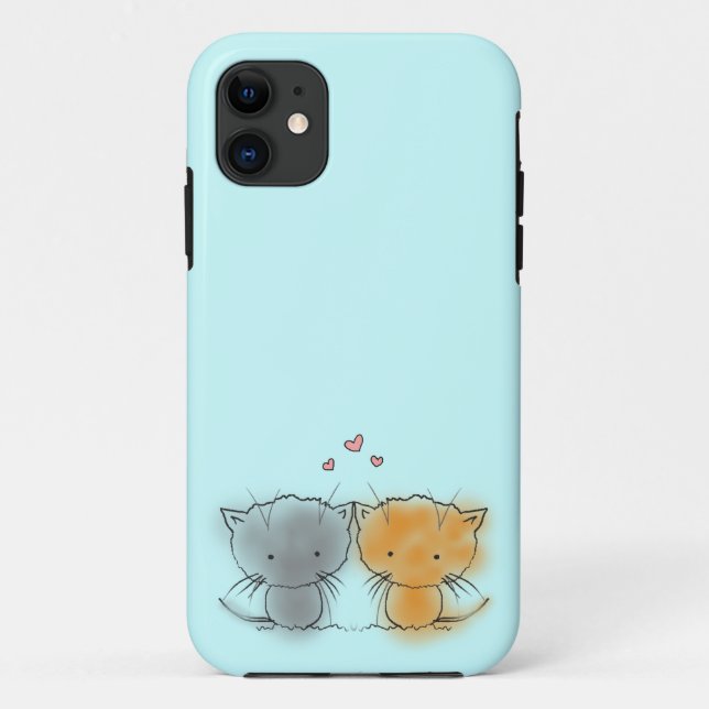 Funda De Case-Mate Para iPhone Dos Naranjas de Ilustracion de gatitos pequeños y  (Reverso)