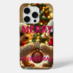 FUNDA PARA iPhone 15 PRO DOS NAVIDADES CELEBRADORES DE POODLES