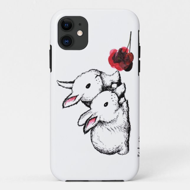 Funda De Case-Mate Para iPhone Dos pequeños conejos blancos (Reverso)