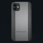 Funda Para iPhone 11 Dos sombras Metalizado pinchadas - Nombre<br><div class="desc">Maleta iPhone con un aspecto metalizado falso cepillado y un efecto impreso grabado en el texto donde puedes agregar tu nombre.</div>