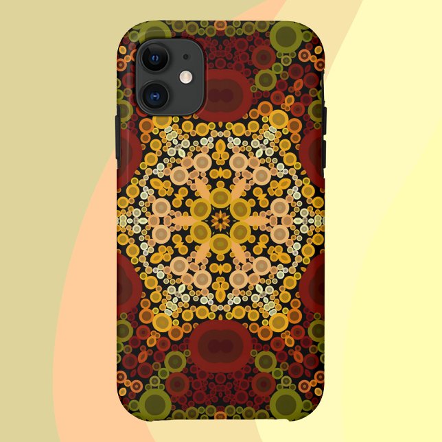 Funda De Case-Mate Para iPhone Dot Mandala Flor Amarillo Rojo y Negro (Subido por el creador)