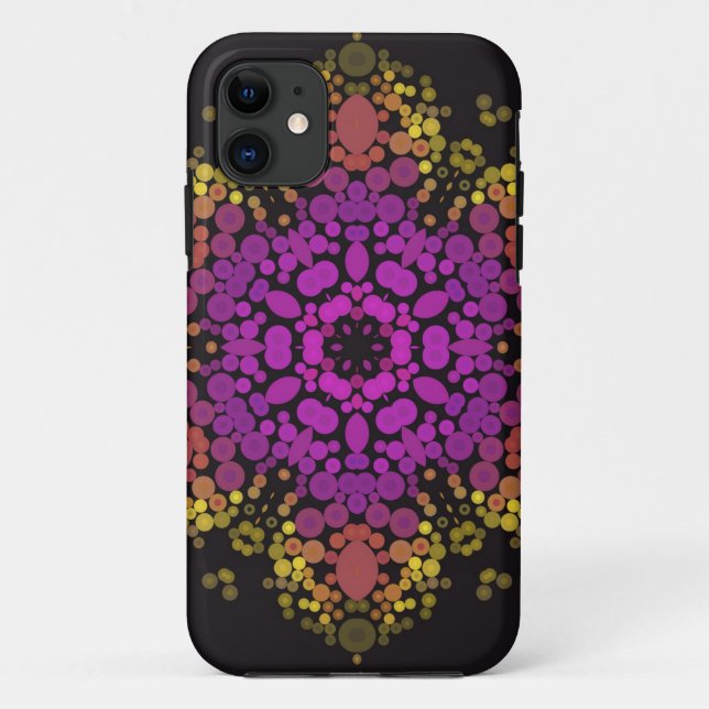 Funda De Case-Mate Para iPhone Dot Mandala Flor Amarillo rosa y Negro (Reverso)