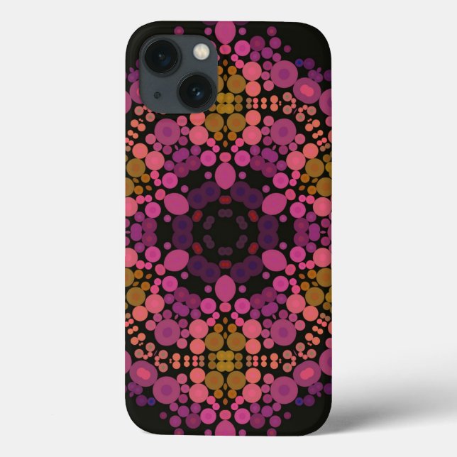 Funda De Case-Mate Para iPhone Dot Mandala Flor Amarillo rosa y Negro (Reverso)