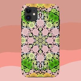 Funda Para iPhone 11 Dot Mandala Flor Amarillo Verde y Rosa