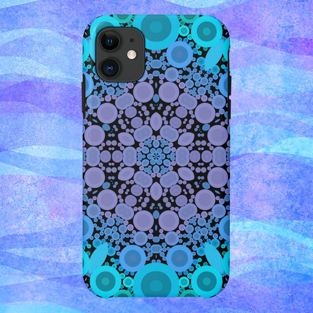 Funda De Case-Mate Para iPhone Dot Mandala Flor Azul Verde y Púrpura (Subido por el creador)