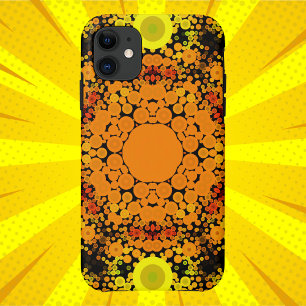 Funda Para iPhone 11 Dot Mandala Flor Naranja Amarillo y Verde
