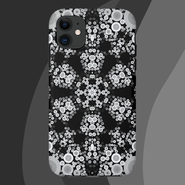 Funda De Case-Mate Para iPhone Dot Mandala Flores Gris y Negro (Subido por el creador)