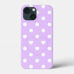 Funda Para iPhone 13 Mini Dots and Hearts de Polka 2 - Lavanda - linda niñi