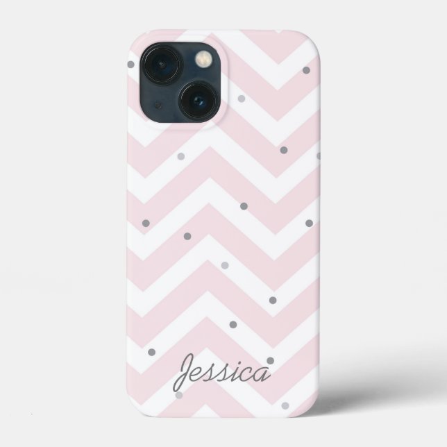 Funda De Case-Mate Para iPhone Dotty de chevron rosado pastel de moda personaliza (Reverso )