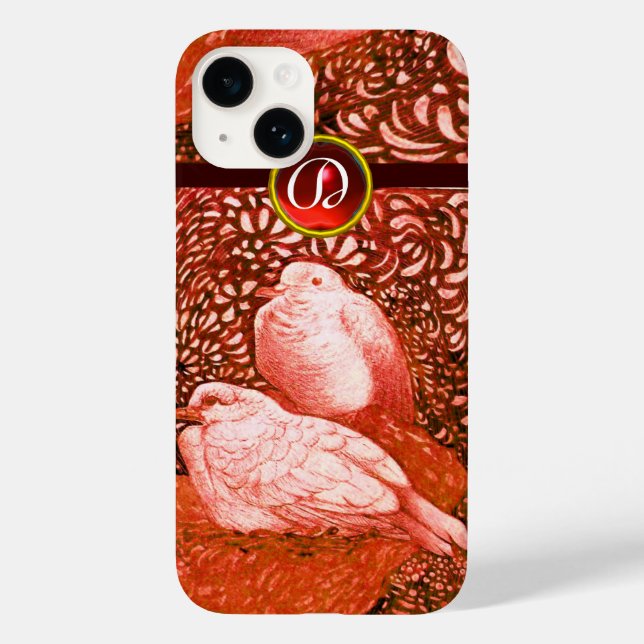 FUNDA DE Case-Mate PARA iPhone DOVAS BLANCAS EN MONOGRAMA ROJO (Reverso )