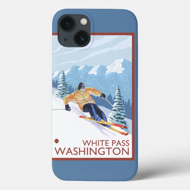Funda De Case-Mate Para iPhone Downhhill Snow Skier - White Pass, Washington (Reverso)