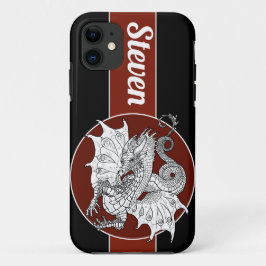 Funda Para iPhone 11 Dragon Art Nouveau Estilo Tinta