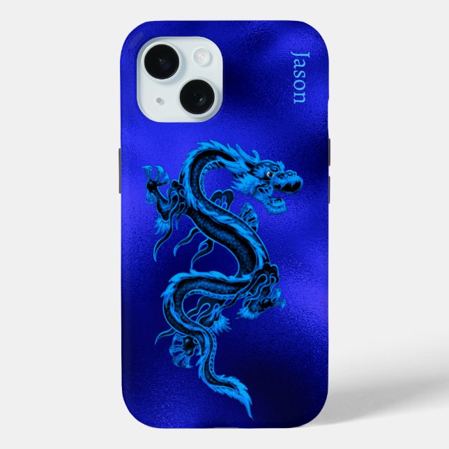 Funda De Case-Mate Para iPhone Dragón azul personalizado (Reverso )