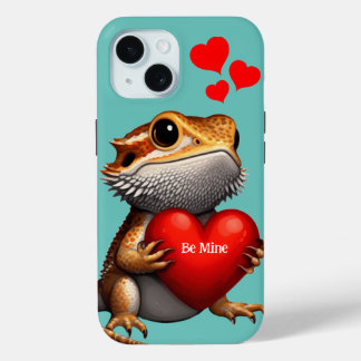 Funda Para iPhone 15 Dragón Barbudo Dulce San Valentín Verde