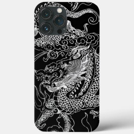 Funda Para iPhone 13 Pro Max Dragón blanco y negro
