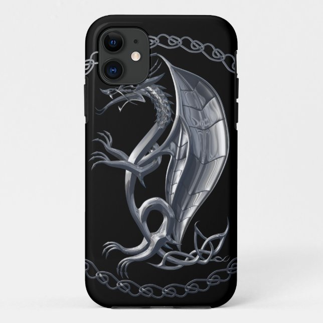 Funda De Case-Mate Para iPhone Dragón Celta de Plata (Reverso)