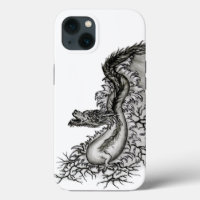 Dragón chino, diseño blanco y negro en tatuostyl