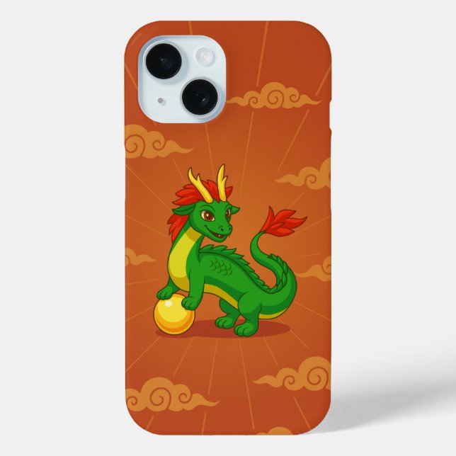 Funda De Case-Mate Para iPhone Dragón Chino Verde sobre Rojo (Reverso )