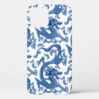 Funda Para iPhone 12 Pro Dragón Chinoiserie azul y blanco