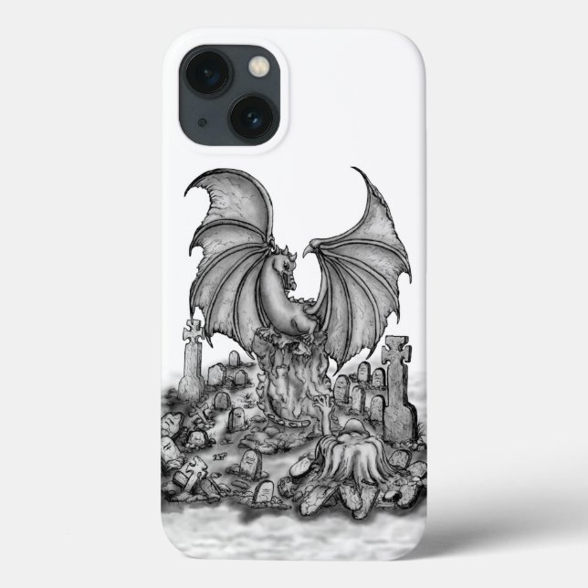 Funda De Case-Mate Para iPhone Dragón con zombi (Reverso)