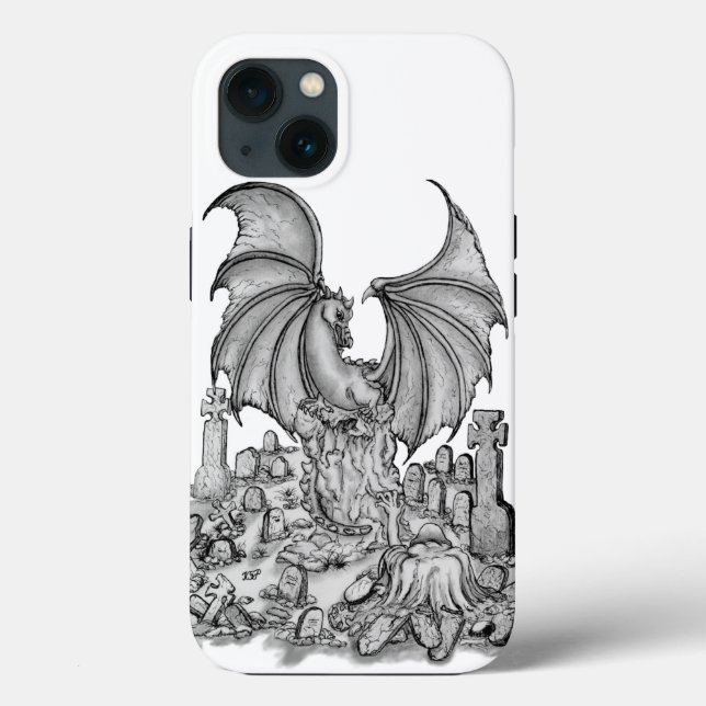 Funda De Case-Mate Para iPhone Dragón con zombi (Reverso )