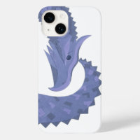 Dragón de corazón azul-gris sobre blanco