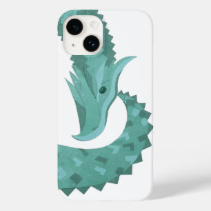 Funda Para iPhone 14 De Case-Mate Dragón de corazón verde sabio sobre blanco