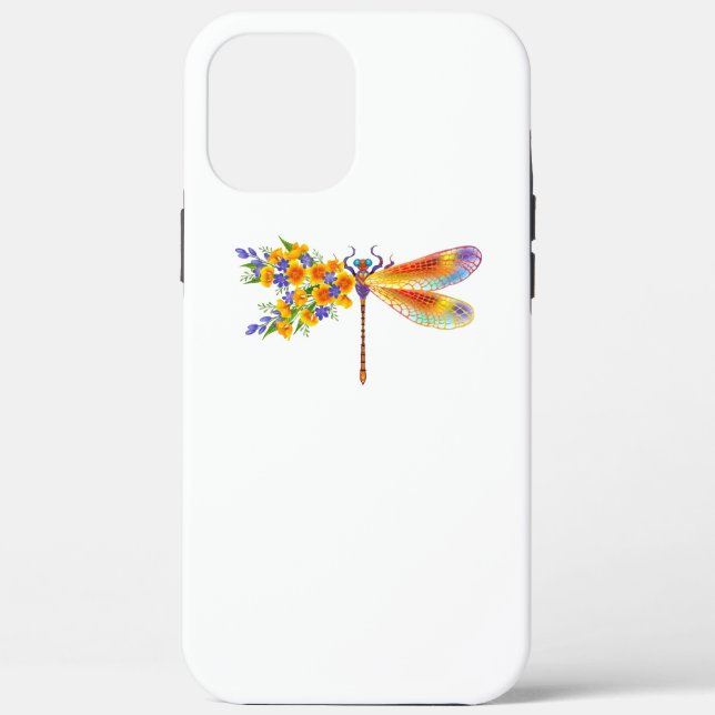 Funda De Case-Mate Para iPhone Dragón de flores amarillas (Reverso )