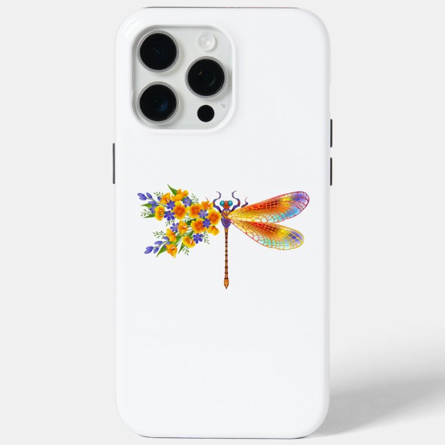 Funda De Case-Mate Para iPhone Dragón de flores amarillas (Reverso )