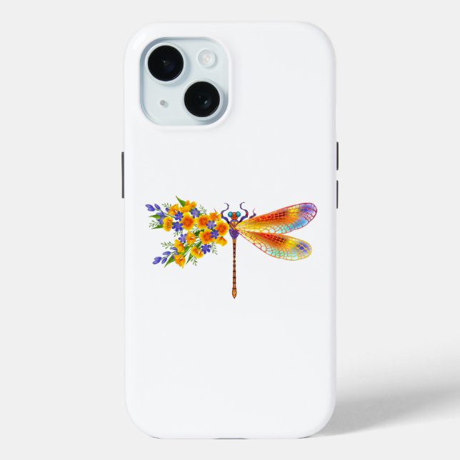 Funda De Case-Mate Para iPhone Dragón de flores amarillas (Reverso )