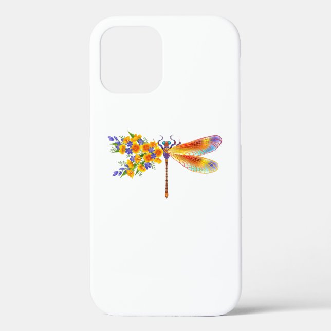 Funda De Case-Mate Para iPhone Dragón de flores amarillas (Reverso )
