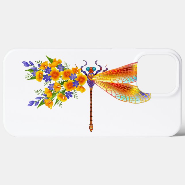 Funda De Case-Mate Para iPhone Dragón de flores amarillas (Reverso  (Horizontal))