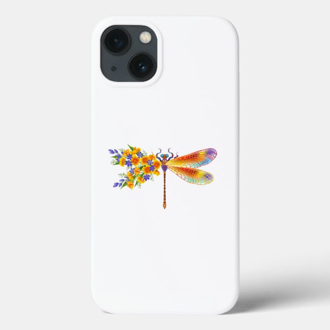 Funda De Case-Mate Para iPhone Dragón de flores amarillas (Reverso)
