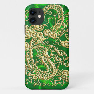 Funda Para iPhone 11 Dragón de oro Grabado en relieve en estuche para i