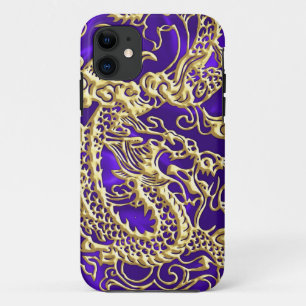 Funda Para iPhone 11 Dragón de oro Grabado en relieve en papel satinado
