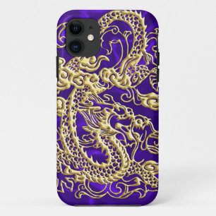 Funda Para iPhone 11 Dragón de oro Grabado en relieve en papel satinado