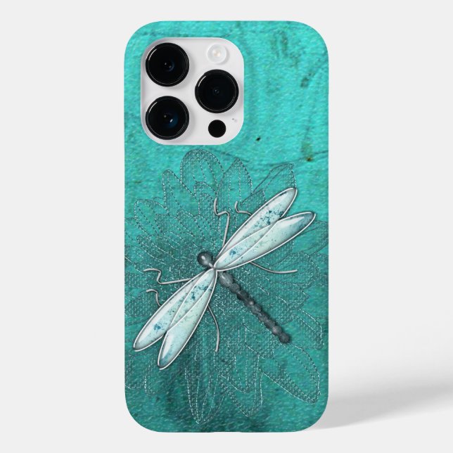 Funda De Case-Mate Para iPhone Dragón de vidrio metalizado sobre verde Verde azul (Reverso )