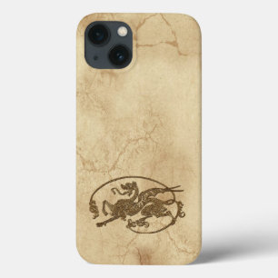 Funda Para iPhone 13 Dragón del Viejo Mundo Vintage en el pergamino de 