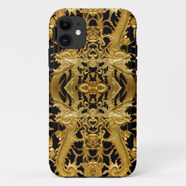 Funda De Case-Mate Para iPhone dragón dorado (Reverso)