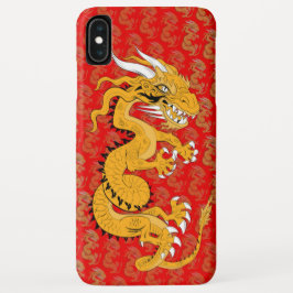 Funda Para iPhone XS Max Dragón dorado en estuche para teléfono rojo