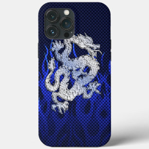 Funda Para iPhone 13 Pro Max Dragón en cromo como los estilos de fibra de carbo