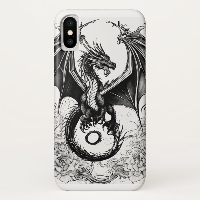 Funda De Case-Mate Para iPhone "Dragón en la sombra: diseño de cubierta negra" (Reverso)
