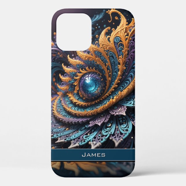 Funda De Case-Mate Para iPhone Dragon Eye Moderno Abstracto Nombre fractal geomét (Reverso )