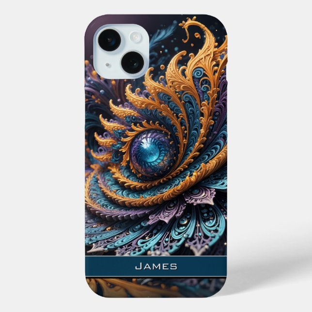 Funda De Case-Mate Para iPhone Dragon Eye Moderno Abstracto Nombre fractal geomét (Reverso )