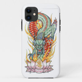 Funda Para iPhone 11 Dragón japonés y flor de loto