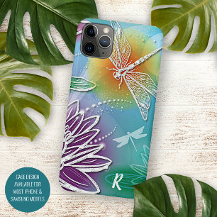 Funda Para iPhone 11 Pro Max Dragón Libélula Colorido Moderno Floral Personaliz