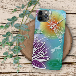 Funda Para iPhone 11 Pro Max Dragón Libélula Hermoso Arte Floral Moderno de Pri
