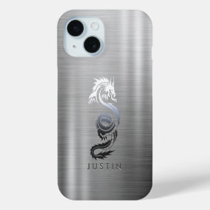 Funda Para iPhone 15 Dragón metálico cepillado