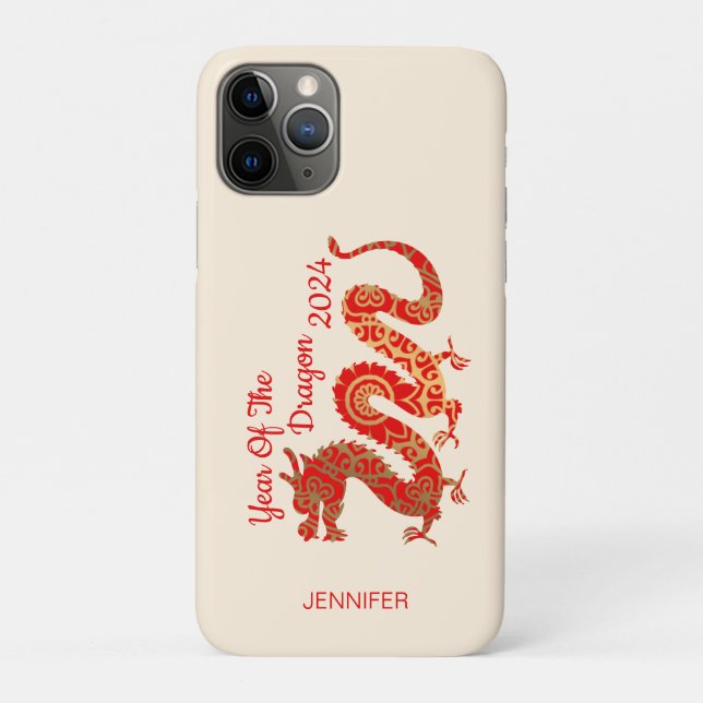 Funda De Case-Mate Para iPhone Dragón moderno de Mandala 2024 Año Nuevo chino (Reverso)
